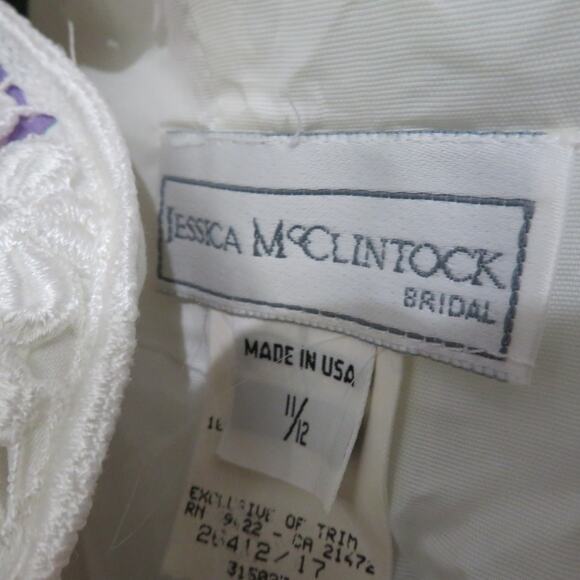 Jessica McClintock Womens Sz 12 Vintage White Floral Off Shoulder Midi Dress - Picture 8 of 9